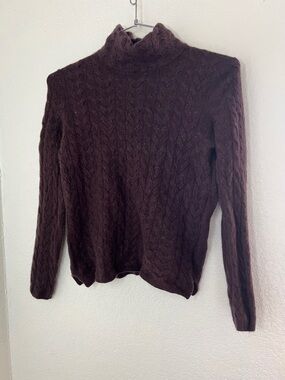Garnet Hill Cashmere Cabled knit T-Neck long sleeve size medium